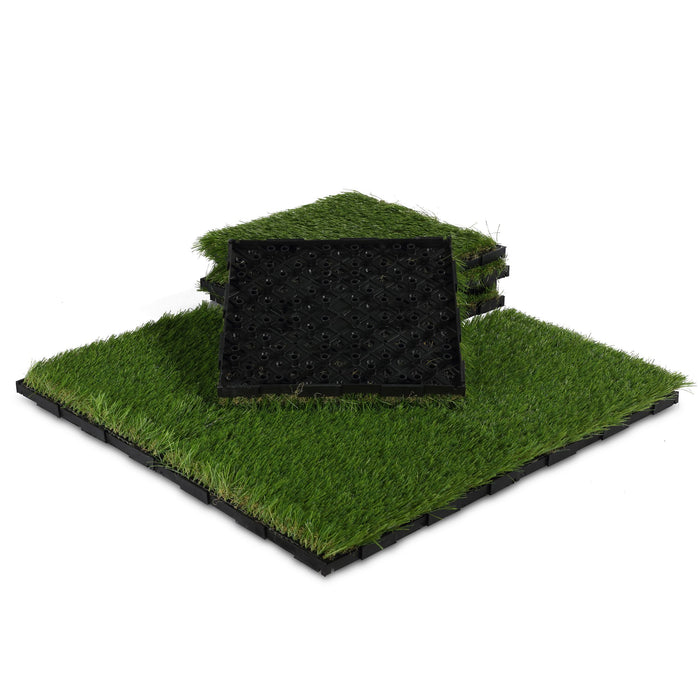 Cortesi Home FloorKNKT Artificial Grass Turf Tile Interlocking, Self Drain (Set of 9)