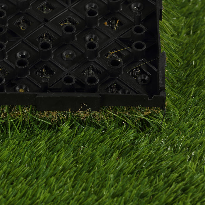 Cortesi Home FloorKNKT Artificial Grass Turf Tile Interlocking, Self Drain (Set of 9)