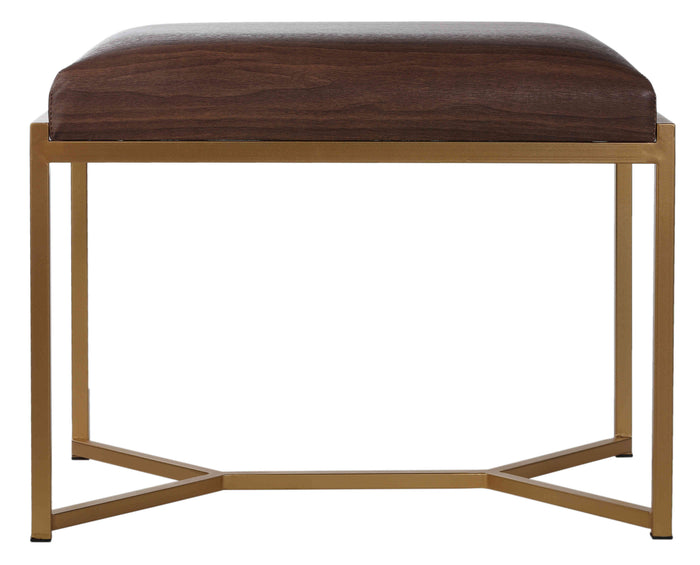 Cortesi Home Lashe Ottoman, Brushed Gold Legs