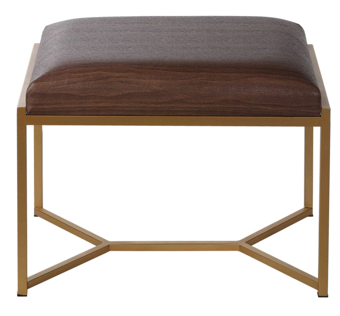 Cortesi Home Lashe Ottoman, Brushed Gold Legs