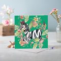 Cottage Floral Mint Zebra Greeting Card - Pack of 6