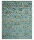 Custom Made Blue And Olive Traditional Oriental Design Hand knotted Wool Area Rug - The Rug Decor