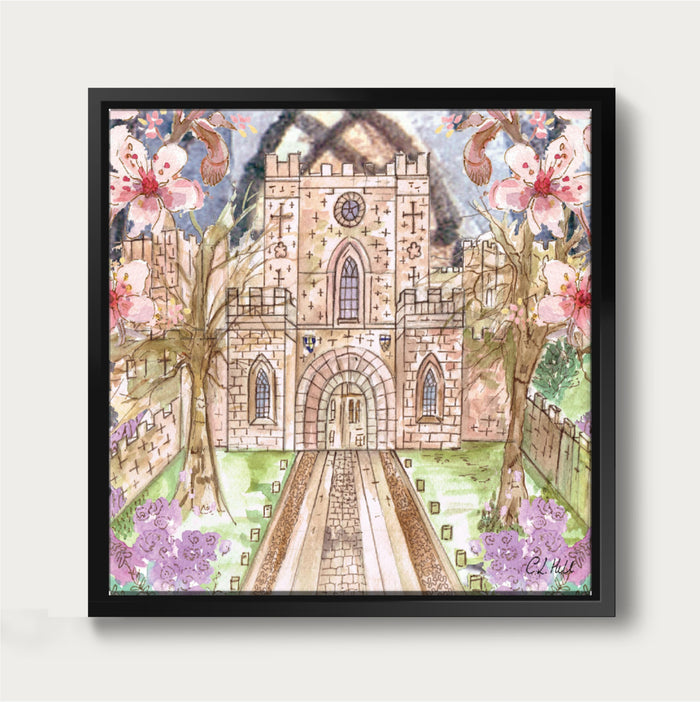 Durham Castle Spring Framed Canvas Print