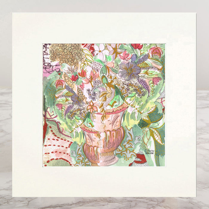 Earth Lime Bloom Mounted Print