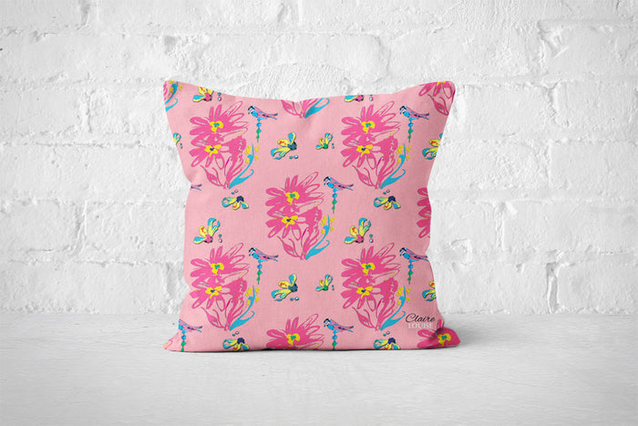 Eosine Baby Pink Patterned Cushion