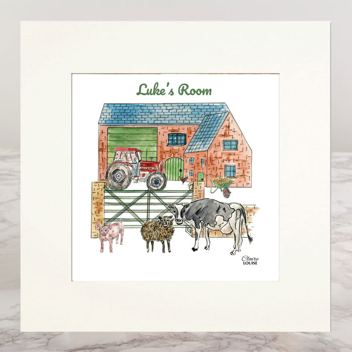 Farmyard Personalised Mounted Print