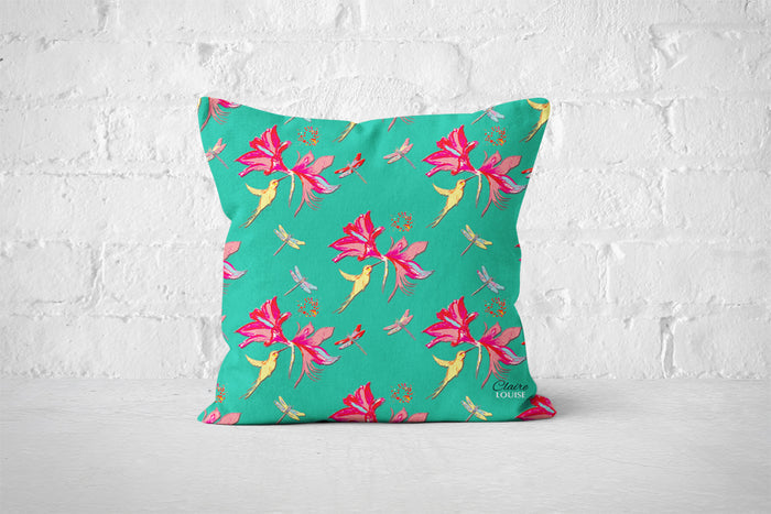 Flora Benzol Green Cushion