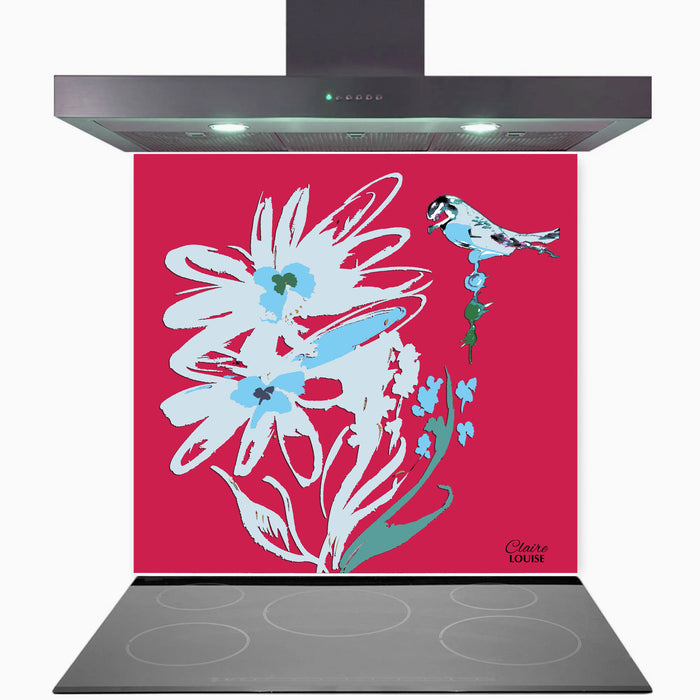 Flora Magenta Kitchen Glass Splashback