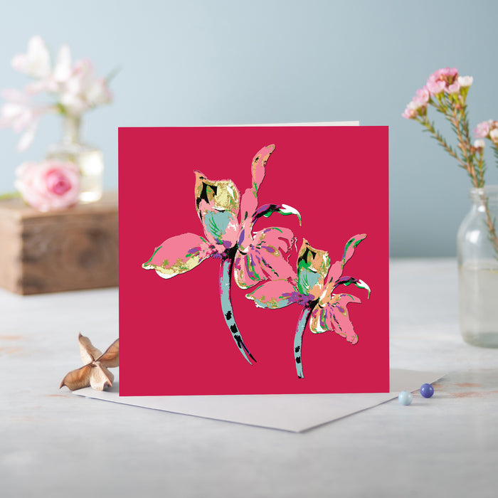 Flora Pop Magenta Greeting Card - Pack of 6