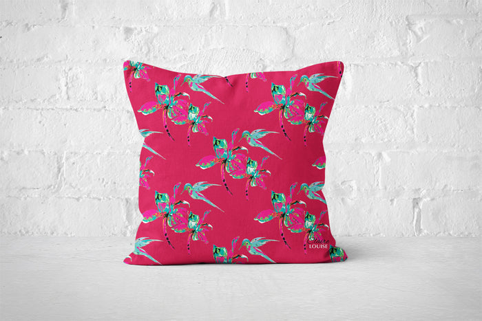 Flora Pop Magenta Patterned Cushion