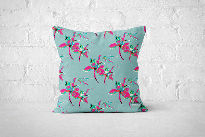Flora Pop Mineral Blue Patterned Cushion