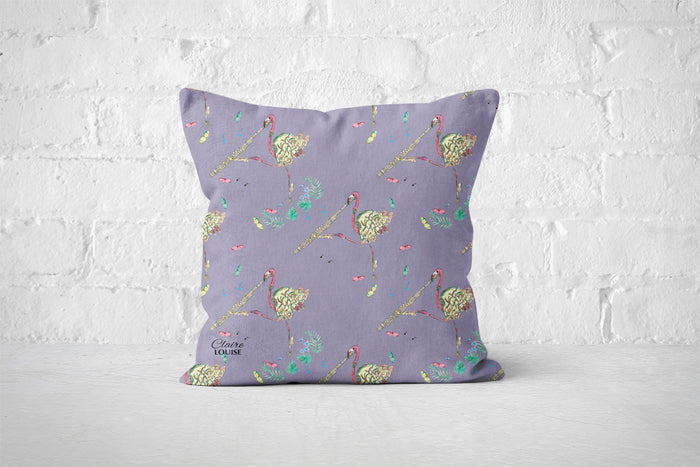 Florence The Flamingo Watercolour Patterned Cushion