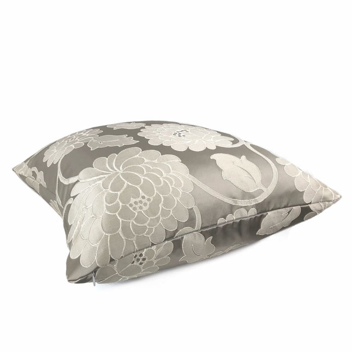 Fontaine Warm Gray Floral Satin Jacquard Pillow Cover - Aloriam