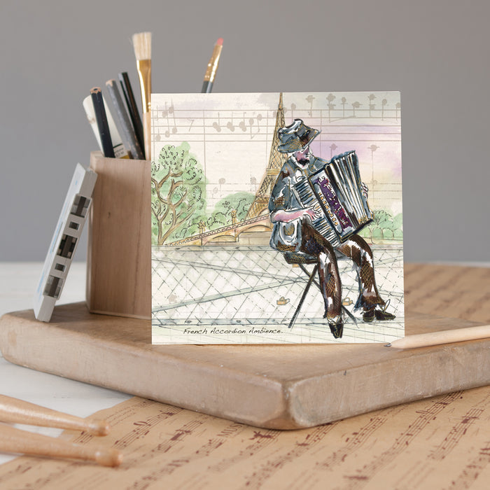 French Accordion Ambience Greetings Card - Pack of 6
