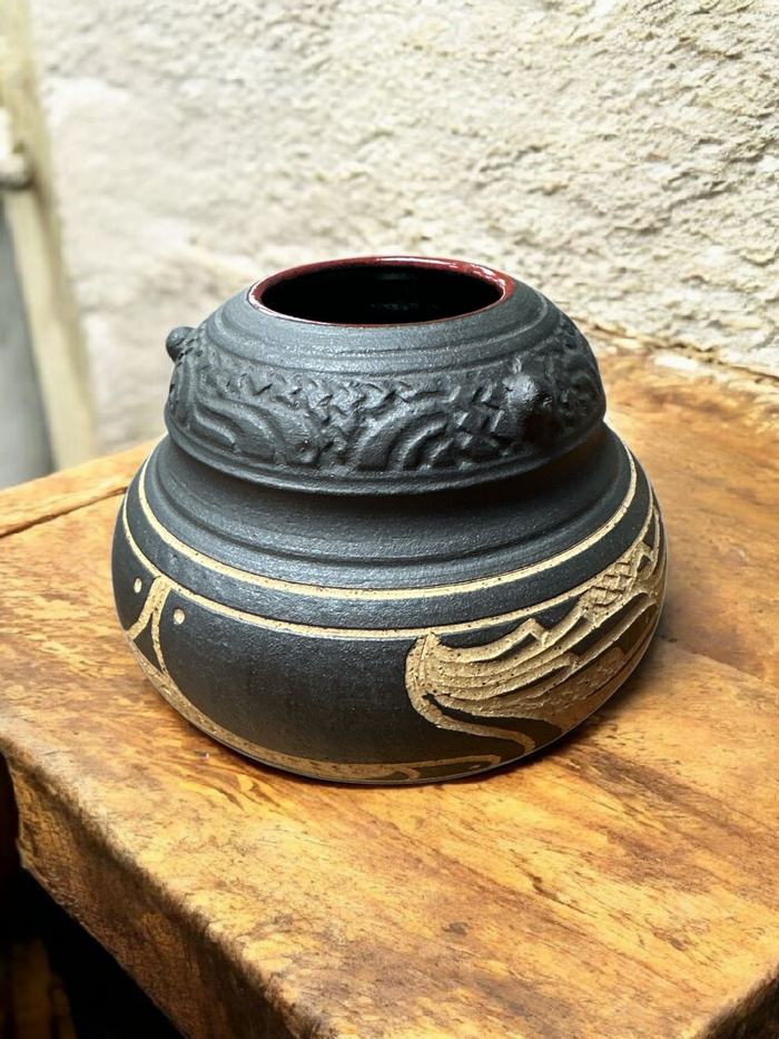 Grey Patterned Vase