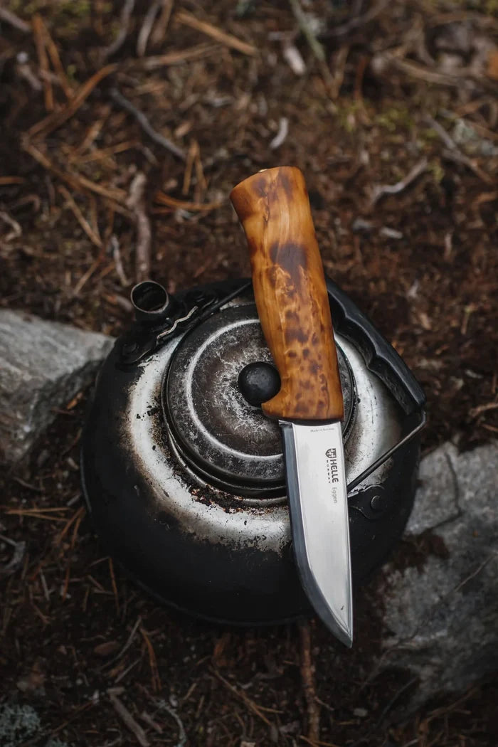 Helle Eggen H3LS Fixed Blade Knife – Curly Birch Handle & Scandi Grind