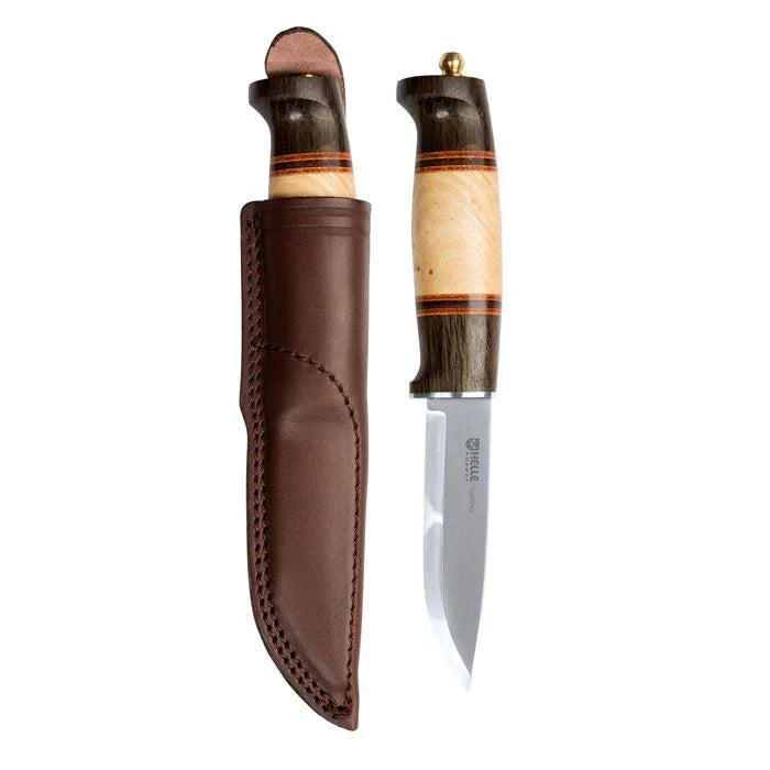 Helle Harding Fixed Blade Knife – Curly Birch & Laminated Steel