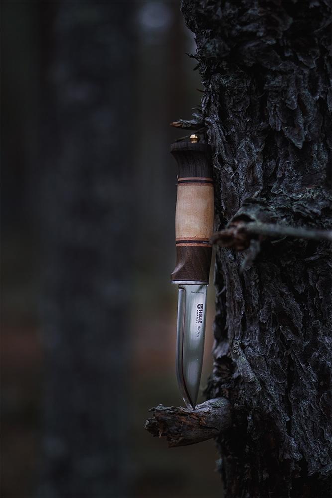 Helle Harding Fixed Blade Knife – Curly Birch & Laminated Steel