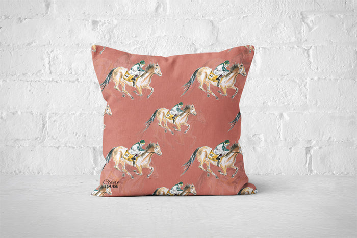 Horse Racing Patterned Cushion