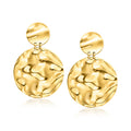 Gold over sterling drop earrings with textured satin and polished disc charms