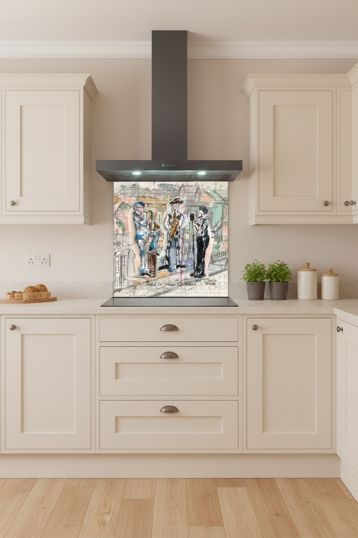 Jazz in New Orleans Splashback Cream Kitchen