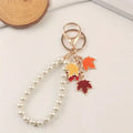Key Ring - Maple Leaf Charms with Imitation Pearls