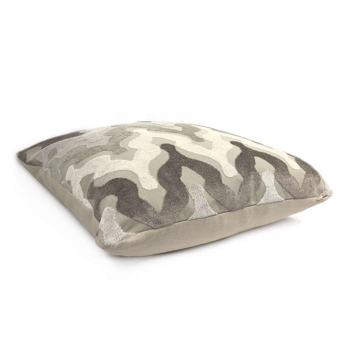 Kittredge Brown Beige Cream Cut Velvet Ogee Waves Pillow Cover Cushion Pillow Case Euro Sham 16x16 18x18 20x20 22x22 24x24 26x26 28x28 Lumbar Pillow 12x18 12x20 12x24 14x20 16x26 by Aloriam