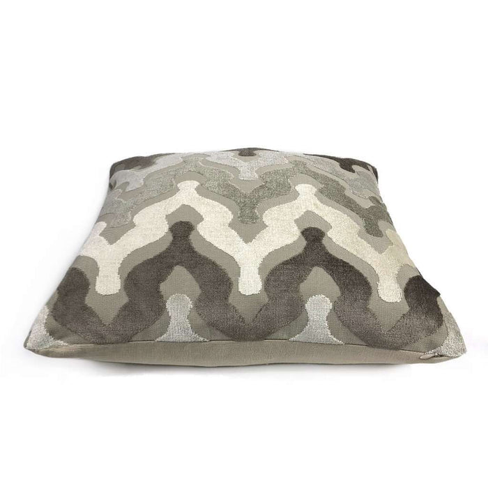 Kittredge Brown Beige Cream Cut Velvet Ogee Waves Pillow Cover Cushion Pillow Case Euro Sham 16x16 18x18 20x20 22x22 24x24 26x26 28x28 Lumbar Pillow 12x18 12x20 12x24 14x20 16x26 by Aloriam
