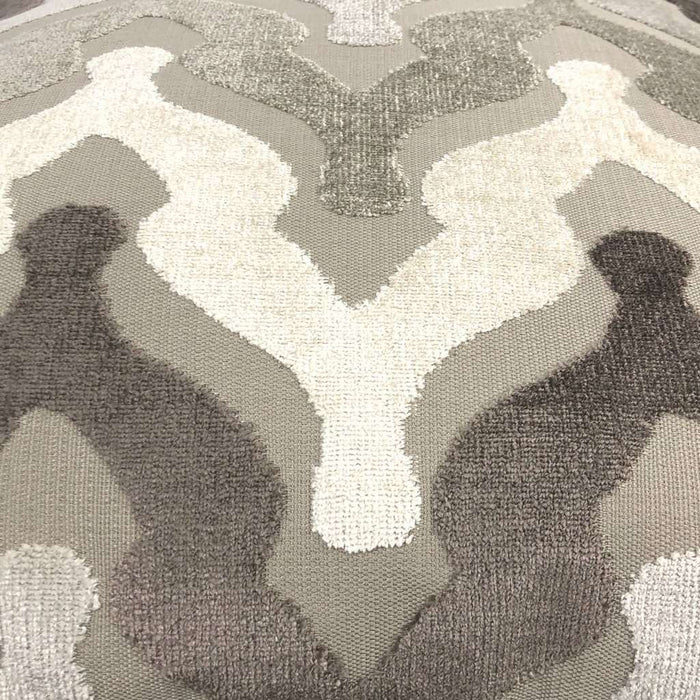 Kittredge Brown Beige Cream Cut Velvet Ogee Waves Pillow Cover Cushion Pillow Case Euro Sham 16x16 18x18 20x20 22x22 24x24 26x26 28x28 Lumbar Pillow 12x18 12x20 12x24 14x20 16x26 by Aloriam