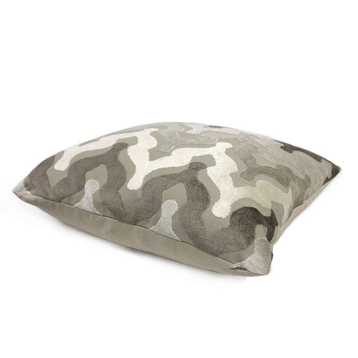 Kittredge Brown Beige Cream Cut Velvet Ogee Waves Pillow Cover Cushion Pillow Case Euro Sham 16x16 18x18 20x20 22x22 24x24 26x26 28x28 Lumbar Pillow 12x18 12x20 12x24 14x20 16x26 by Aloriam