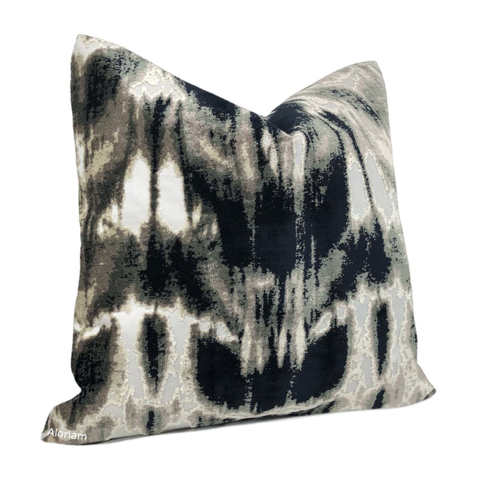 Kodiak Black Gray Taupe Abstract Velvet Pillow Cover - Aloriam