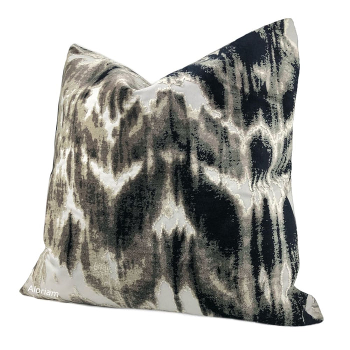Kodiak Black Gray Taupe Abstract Velvet Pillow Cover - Aloriam