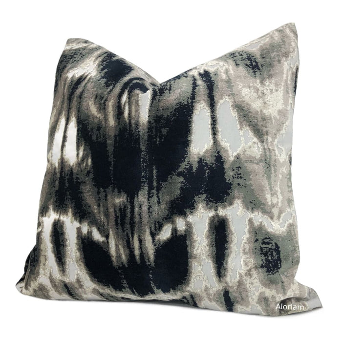 Kodiak Black Gray Taupe Abstract Velvet Pillow Cover - Aloriam