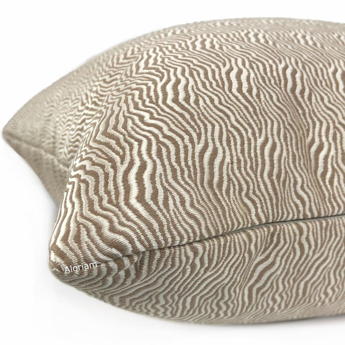 Kravet Candice Olson Abstract Wavy Lines Silvery Beige Taupe Throw Pillow Cushion Cover (Jentry fabric) - Aloriam