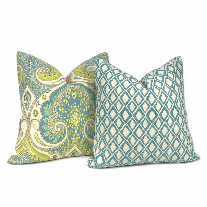 Kravet Latika Pool Paisley Medallion Pillow Cover