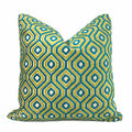 Loren Teal Blue-Green Chartreuse Geometric Cut Velvet Pillow Cover - Aloriam