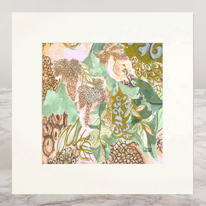 Malachite Clay Bloom Mounted Print