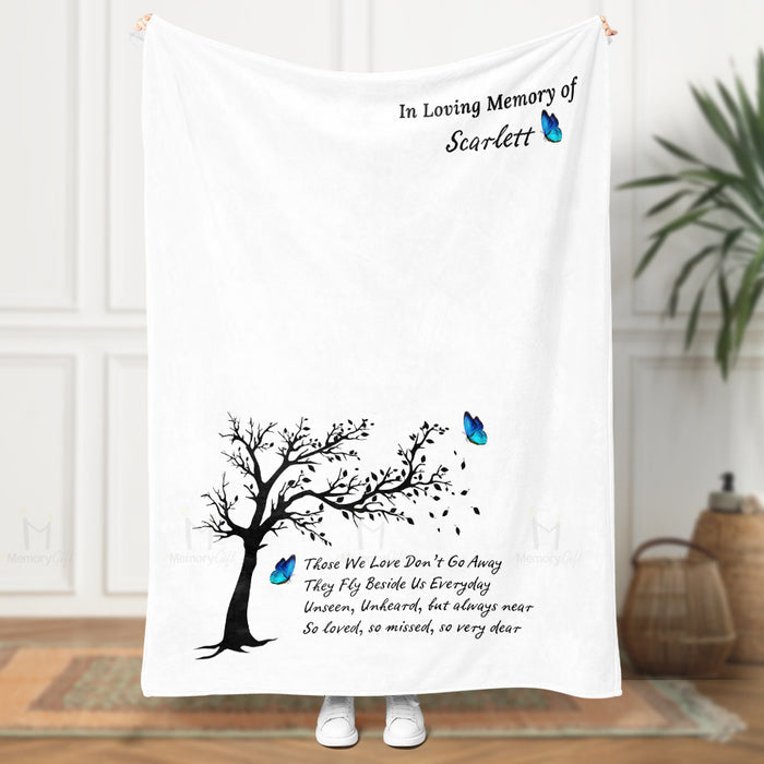 Personalized Memorial Blankets | Custom Name Memorial Blanket With Butterfly