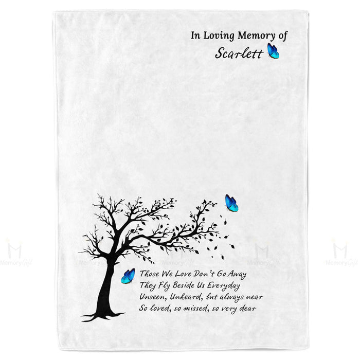 Personalized Memorial Blankets | Custom Name Memorial Blanket With Butterfly