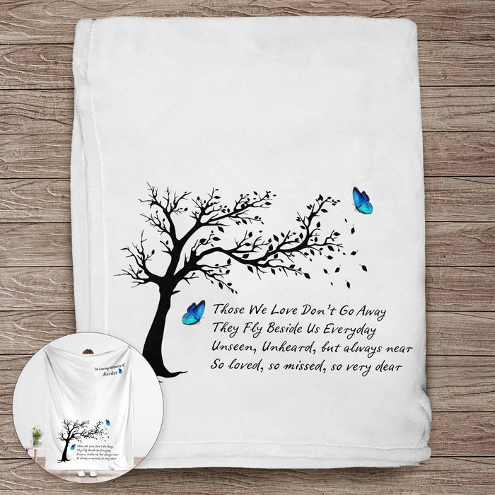 Personalized Memorial Blankets | Custom Name Memorial Blanket With Butterfly