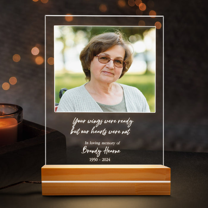 Custom Memorial Night Light | Your Wings Were Ready but Our Heart Were Not Memorial Plaque