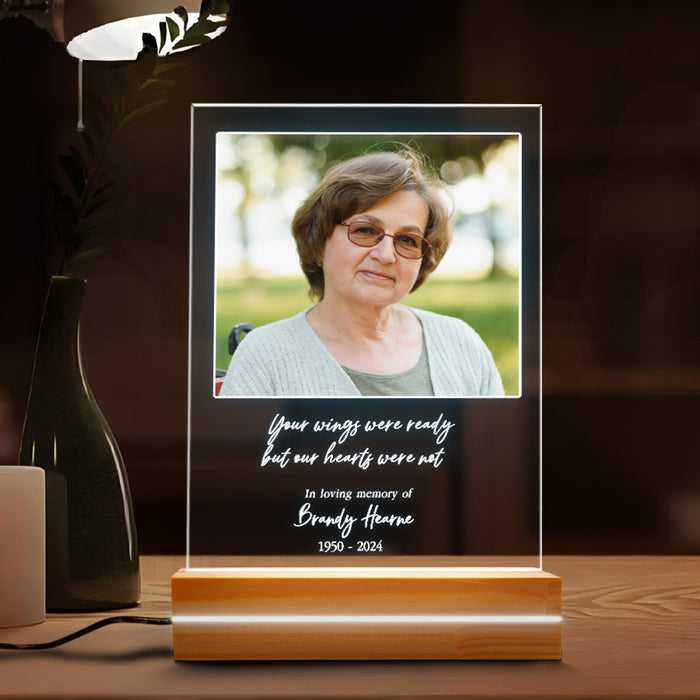 Custom Memorial Night Light | Your Wings Were Ready but Our Heart Were Not Memorial Plaque