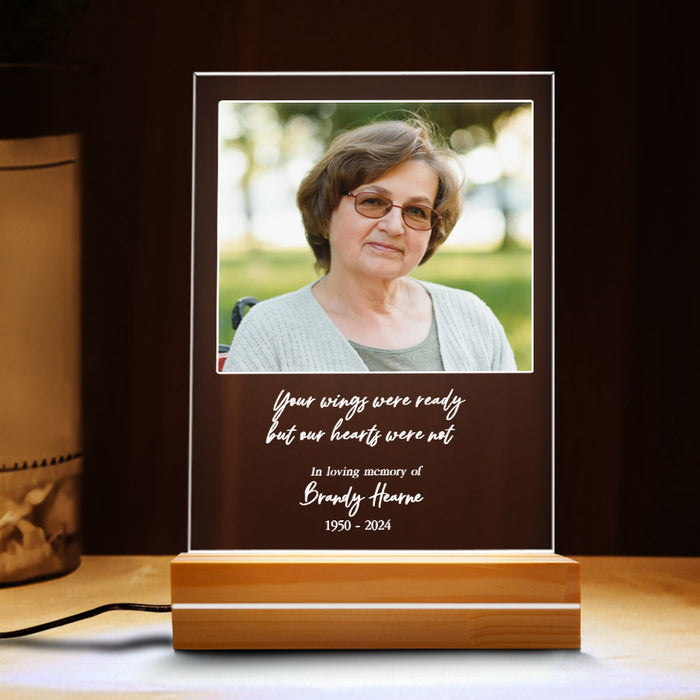 Custom Memorial Night Light | Your Wings Were Ready but Our Heart Were Not Memorial Plaque