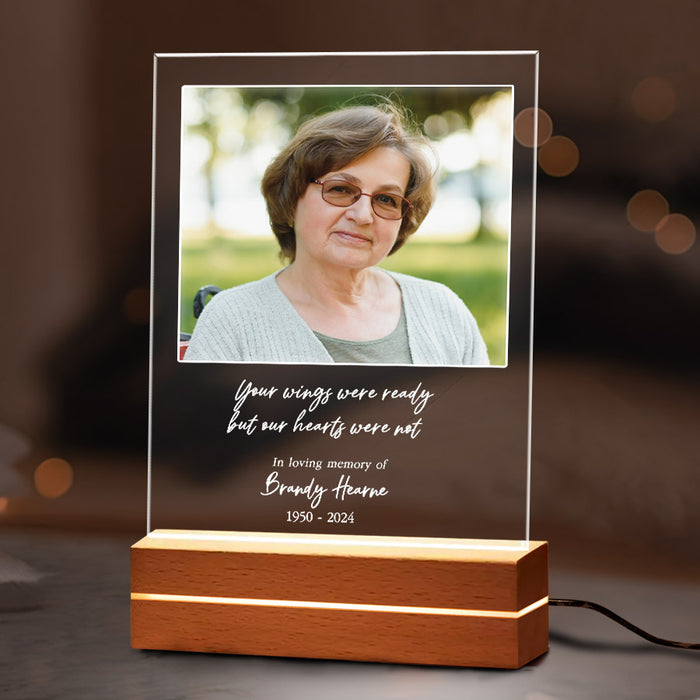 Custom Memorial Night Light | Your Wings Were Ready but Our Heart Were Not Memorial Plaque