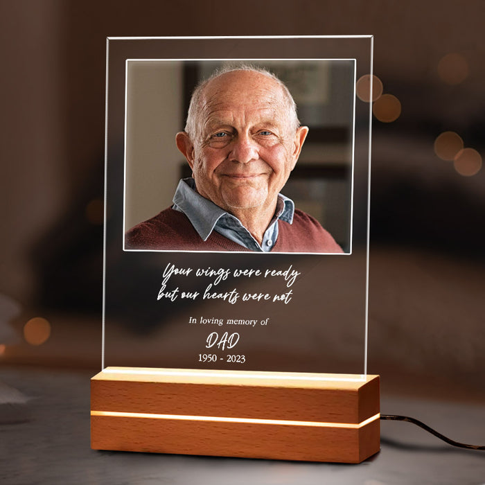 Custom Memorial Night Light | Your Wings Were Ready but Our Heart Were Not Plaque