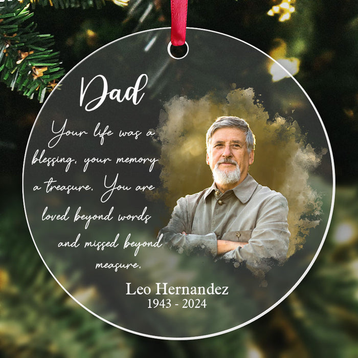 Personalized Memorial Christmas Ornaments | Your Life Was a Blessing Ornament Picture