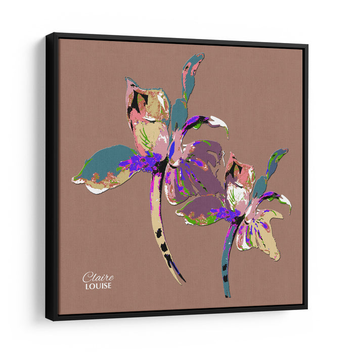 Mocha Mousse Iris Framed Canvas Print