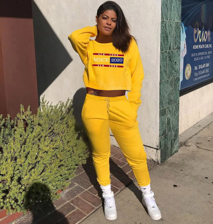 New Fall Printed Cute Winter Outfits For Women Long Sleeve Women Two Piece Jogger Set Solid Color Womens Sweat Suits