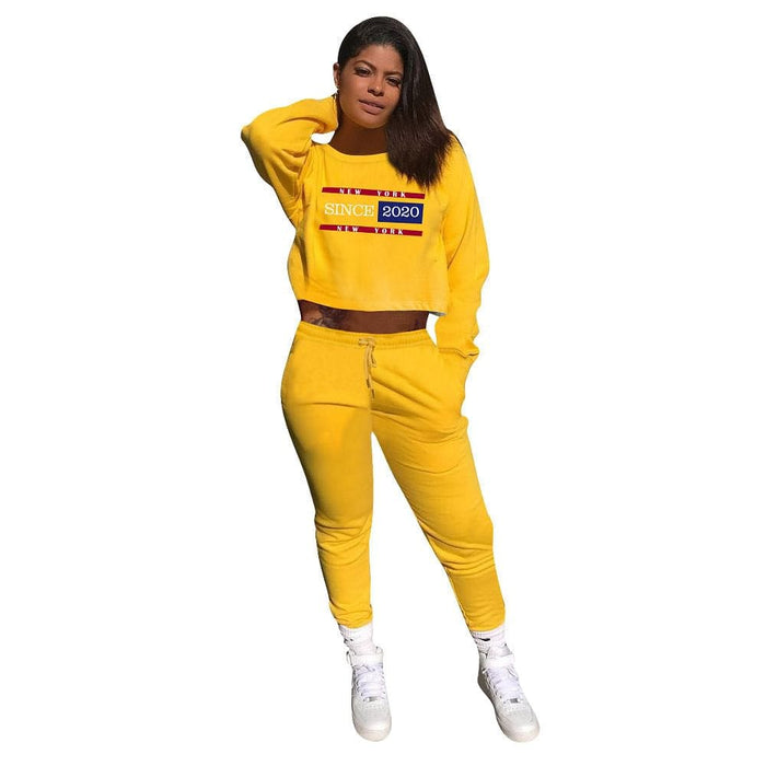 New Fall Printed Cute Winter Outfits For Women Long Sleeve Women Two Piece Jogger Set Solid Color Womens Sweat Suits