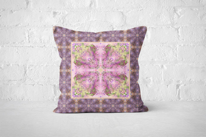 Ornamental Peacock Mauve Cushion